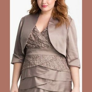 NEW Adrianna Papell Open Front Bolero Jacket in lead [PLUS SZ 22W ]‎